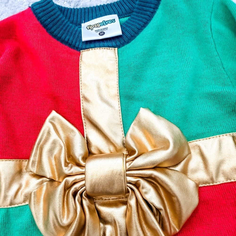 Toddler Girl’s Tipsy Elves Christmas Gift Sweater - Size 3T - Picture 2 of 2